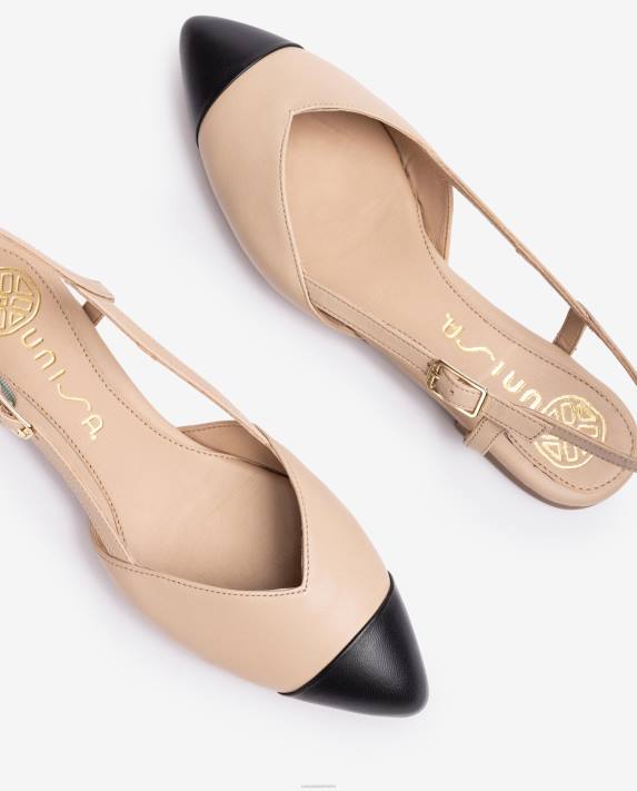 Unisa kvinnor beige tvåfärgad platt slingbacksko 06DT493