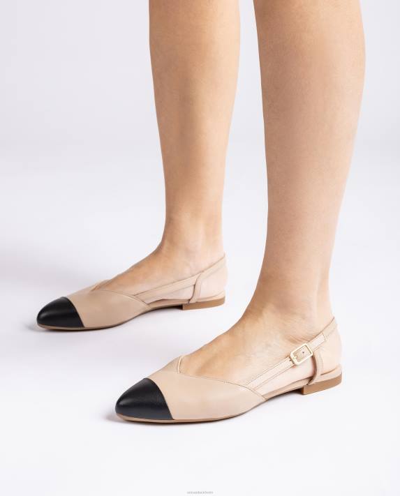 Unisa kvinnor beige tvåfärgad platt slingbacksko 06DT493