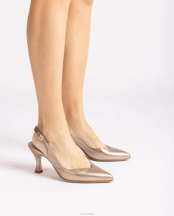 Unisa kvinnor brons d\'orsay ankelrem sling back sko med målad häl 06DT504