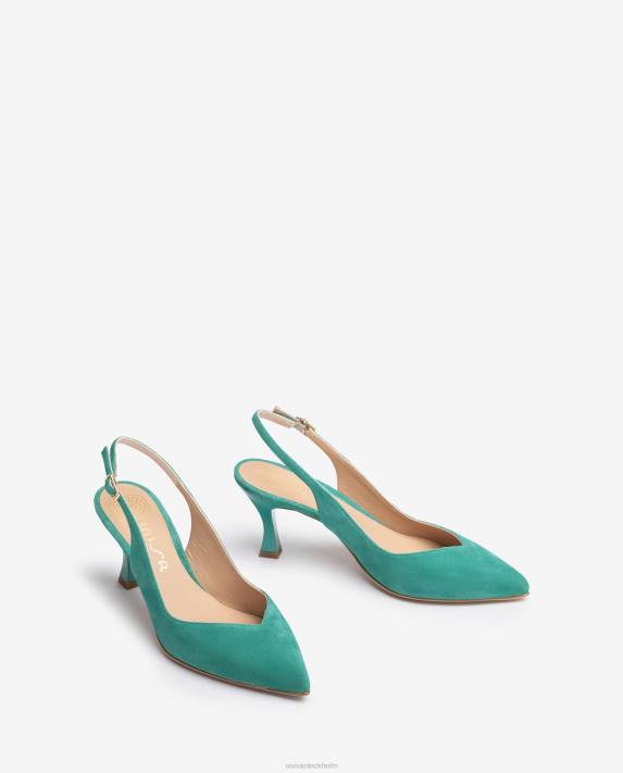 Unisa kvinnor grön d\'orsay ankelrem sling back sko med målad häl 06DT506