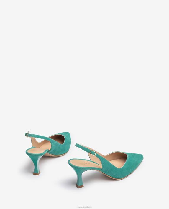 Unisa kvinnor grön d\'orsay ankelrem sling back sko med målad häl 06DT506