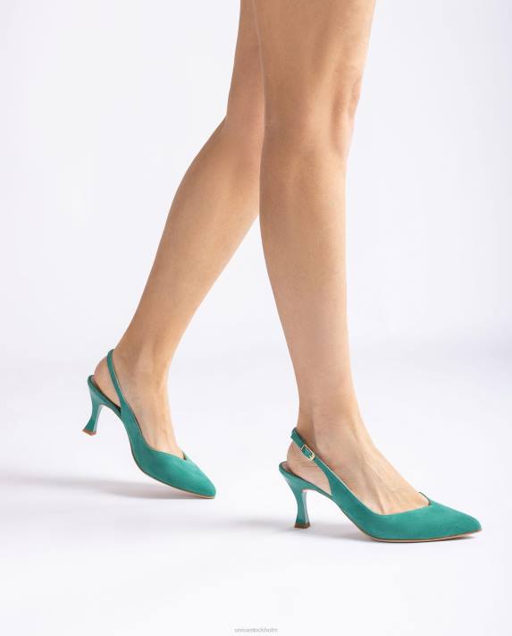 Unisa kvinnor grön d\'orsay ankelrem sling back sko med målad häl 06DT506
