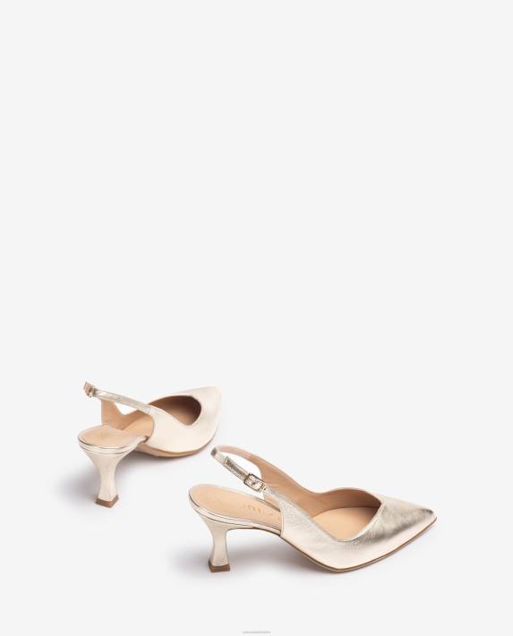 Unisa kvinnor guld d\'orsay ankelrem sling back sko med målad häl 06DT502