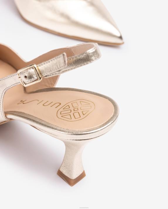 Unisa kvinnor guld d\'orsay ankelrem sling back sko med målad häl 06DT502