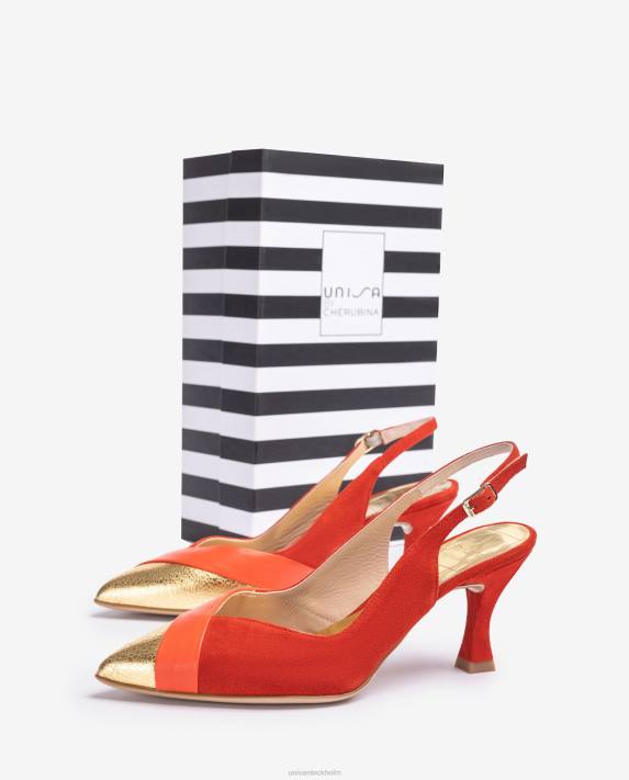 Unisa kvinnor röd spetsad tå slingback sko. 06DT1325