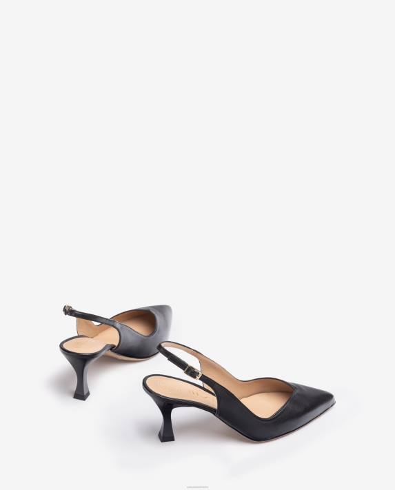 Unisa kvinnor svart d\'orsay ankelrem sling back sko med målad häl 06DT530