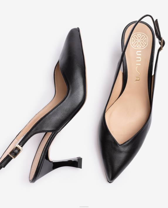 Unisa kvinnor svart d\'orsay ankelrem sling back sko med målad häl 06DT530