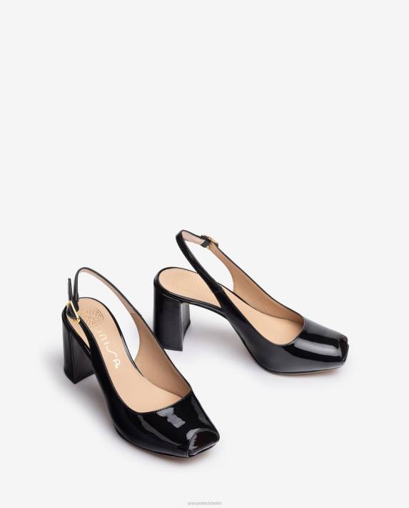 Unisa kvinnor svart fyrkantig peep toe sling tillbaka 06DT524
