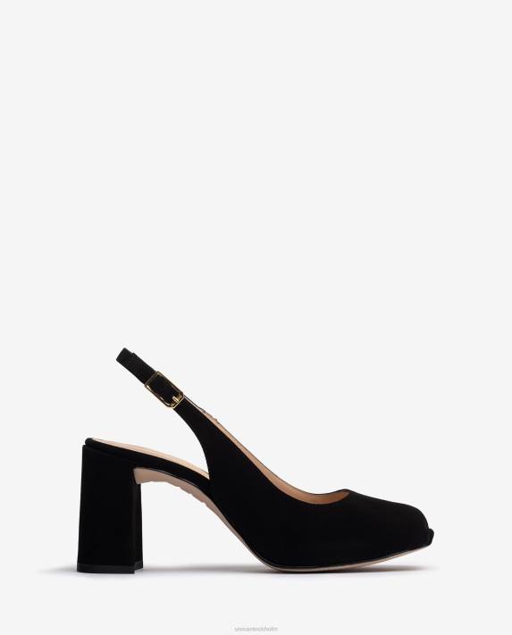 Unisa kvinnor svart fyrkantig peep toe sling tillbaka 06DT525