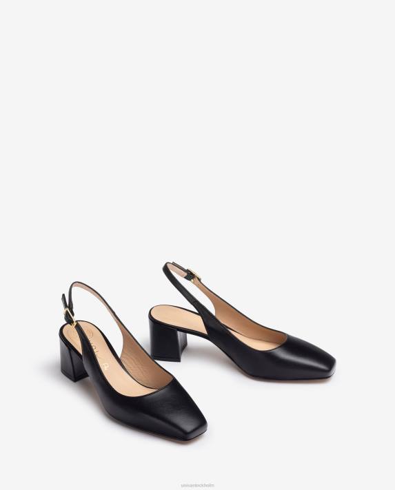 Unisa kvinnor svart sling tillbaka med bred häl 06DT495