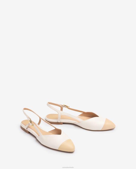 Unisa kvinnor vit tvåfärgad platt slingbacksko 06DT494