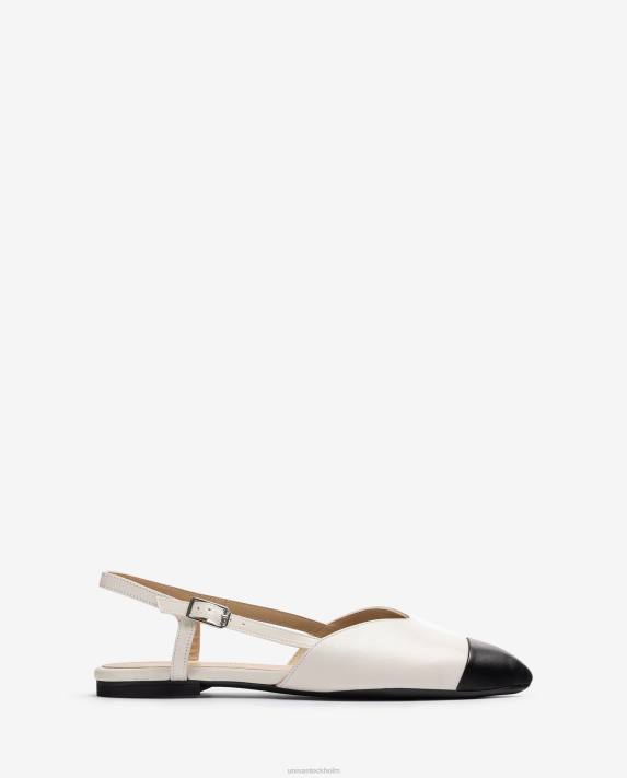 Unisa kvinnor vit tvåfärgad platt slingbacksko 06DT542