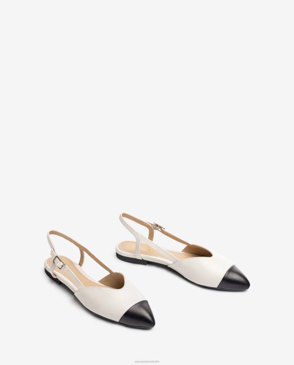 Unisa kvinnor vit tvåfärgad platt slingbacksko 06DT542