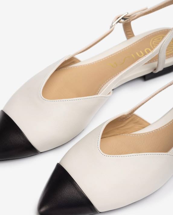 Unisa kvinnor vit tvåfärgad platt slingbacksko 06DT542