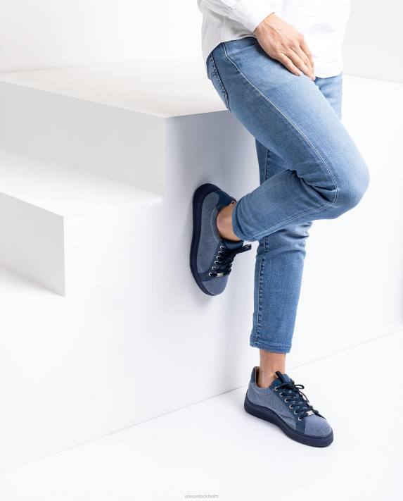 Unisa kvinnor blå sneaker gjord i återvunnet tyg 06DT681