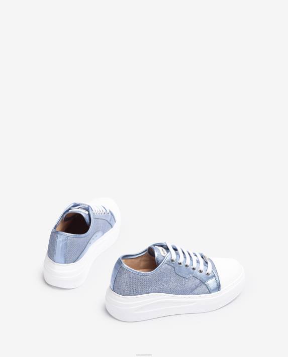 Unisa kvinnor blå sneaker i glänsande tyg 06DT655