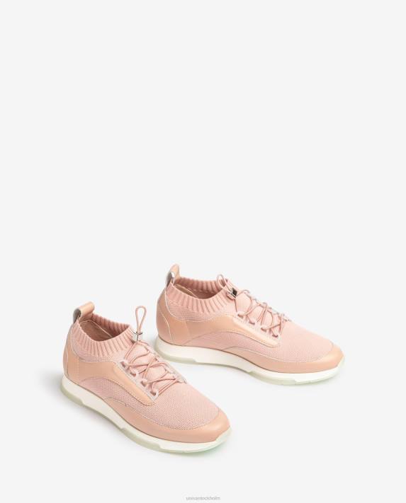 Unisa kvinnor rosa matchande färg läder och tyg sneaker 06DT676