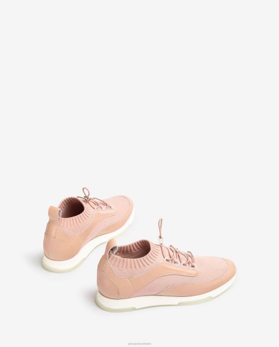 Unisa kvinnor rosa matchande färg läder och tyg sneaker 06DT676