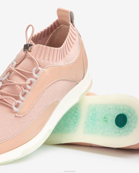 Unisa kvinnor rosa matchande färg läder och tyg sneaker 06DT676