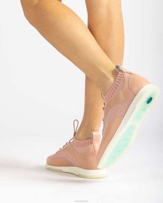 Unisa kvinnor rosa matchande färg läder och tyg sneaker 06DT676