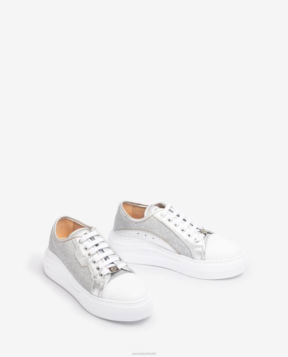 Unisa kvinnor silver sneaker i glänsande tyg 06DT656