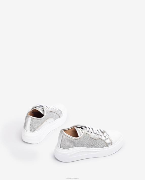Unisa kvinnor silver sneaker i glänsande tyg 06DT656
