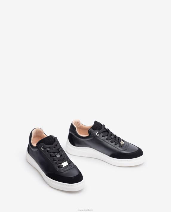 Unisa kvinnor svart sneakers med kontrasterande tå och häl 06DT1239
