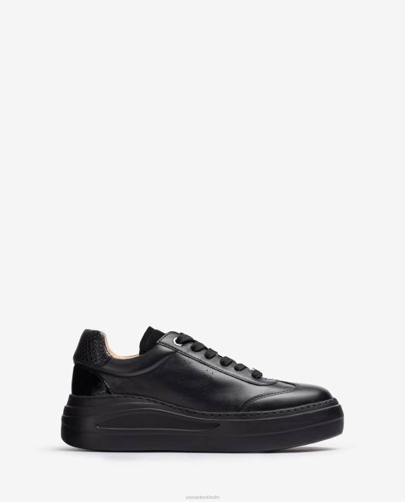 Unisa kvinnor svart sportsko i läder med maxi-sula 06DT1292