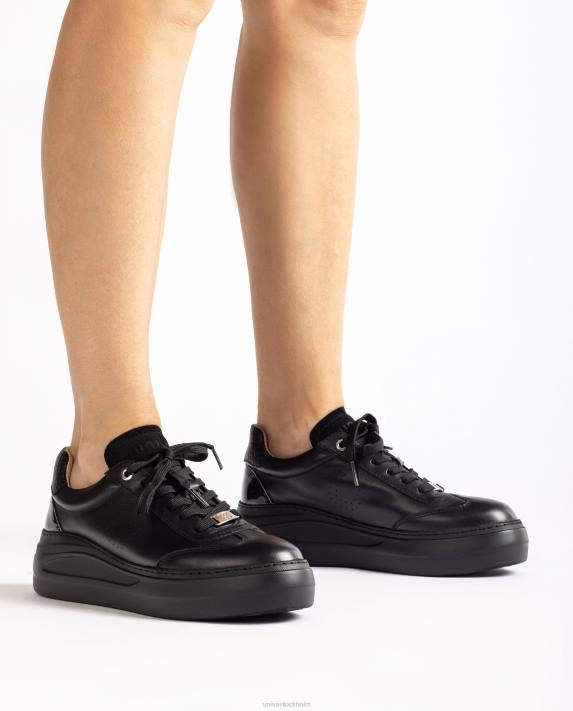 Unisa kvinnor svart sportsko i läder med maxi-sula 06DT1292