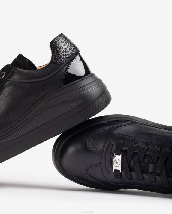 Unisa kvinnor svart sportsko i läder med maxi-sula 06DT1292