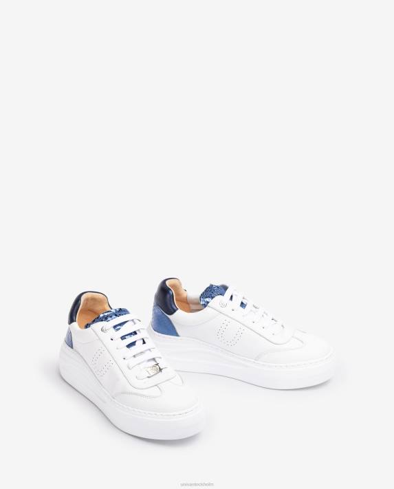 Unisa kvinnor vit lädersneaker med maxi-sula 06DT663