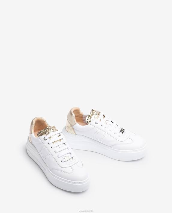 Unisa kvinnor vit lädersneaker med maxi-sula 06DT664
