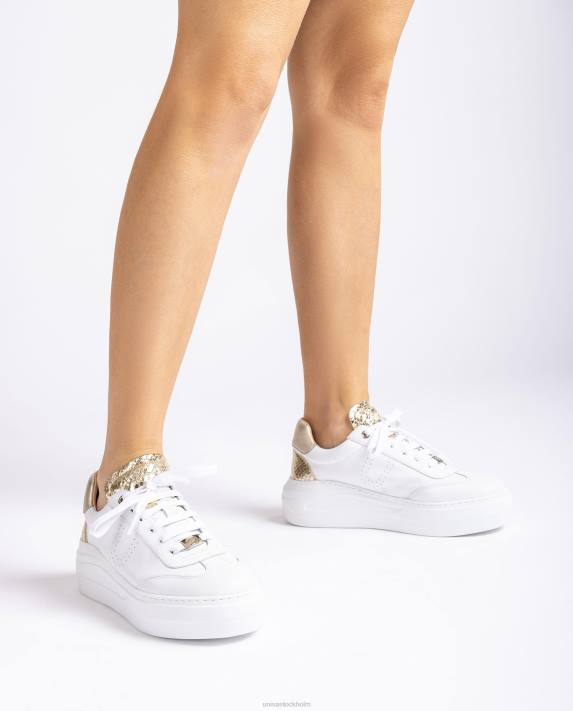 Unisa kvinnor vit lädersneaker med maxi-sula 06DT664