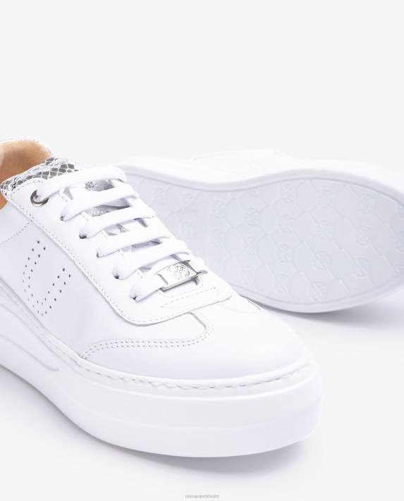Unisa kvinnor vit lädersneaker med maxi-sula 06DT665