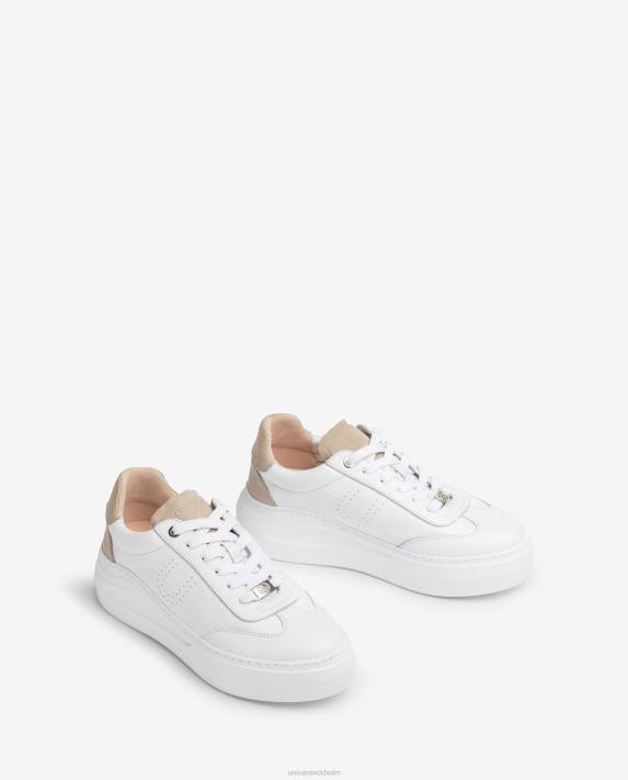 Unisa kvinnor vit lädersneaker med maxi-sula 06DT673