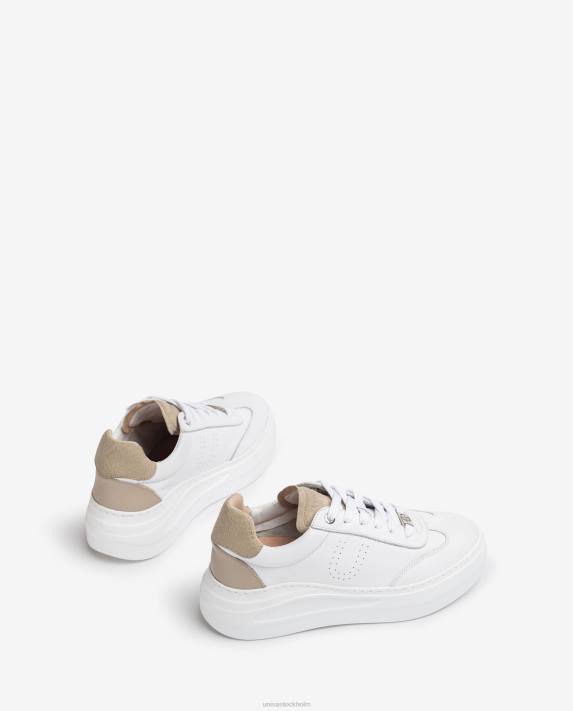 Unisa kvinnor vit lädersneaker med maxi-sula 06DT673