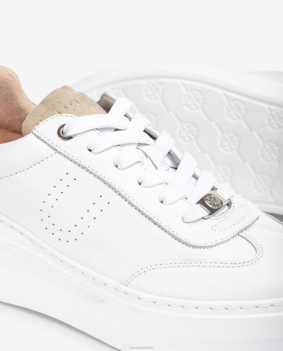 Unisa kvinnor vit lädersneaker med maxi-sula 06DT673