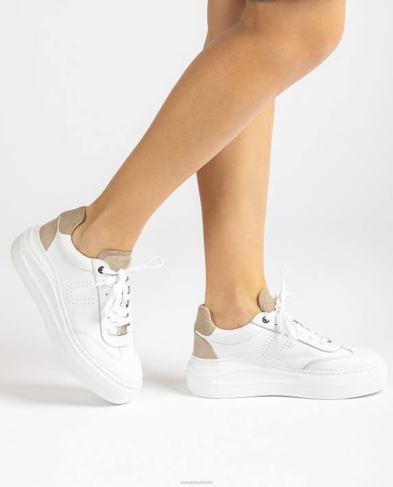 Unisa kvinnor vit lädersneaker med maxi-sula 06DT673