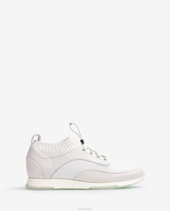 Unisa kvinnor vit matchande färg läder och tyg sneaker 06DT677