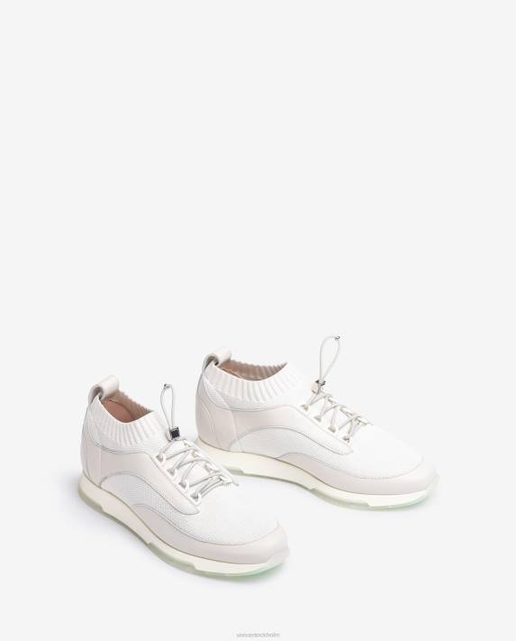 Unisa kvinnor vit matchande färg läder och tyg sneaker 06DT677