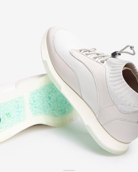 Unisa kvinnor vit matchande färg läder och tyg sneaker 06DT677