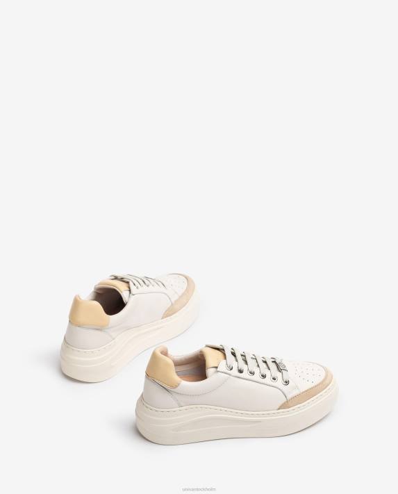 Unisa kvinnor vit sneaker i läder och mocka 06DT671