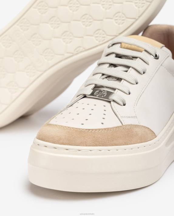 Unisa kvinnor vit sneaker i läder och mocka 06DT671