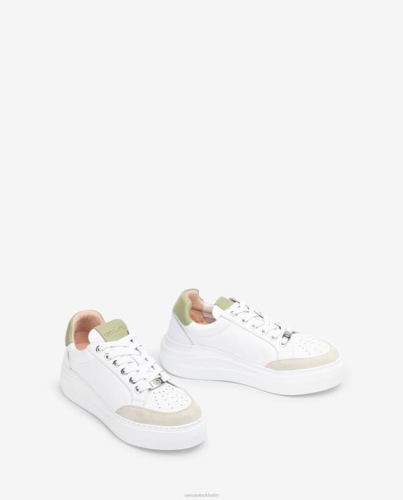 Unisa kvinnor vit sneaker i läder och mocka 06DT672