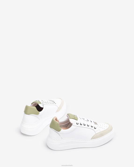 Unisa kvinnor vit sneaker i läder och mocka 06DT672