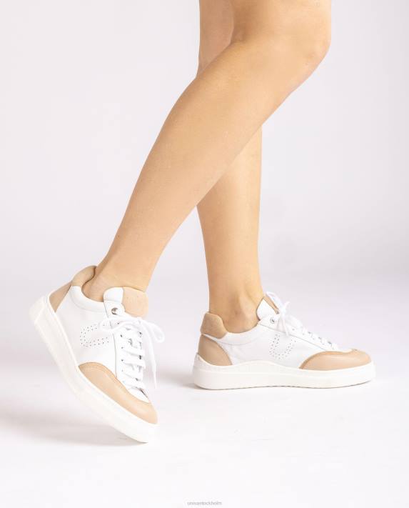 Unisa kvinnor vit sneaker med kontrasterande tå och häl 06DT649