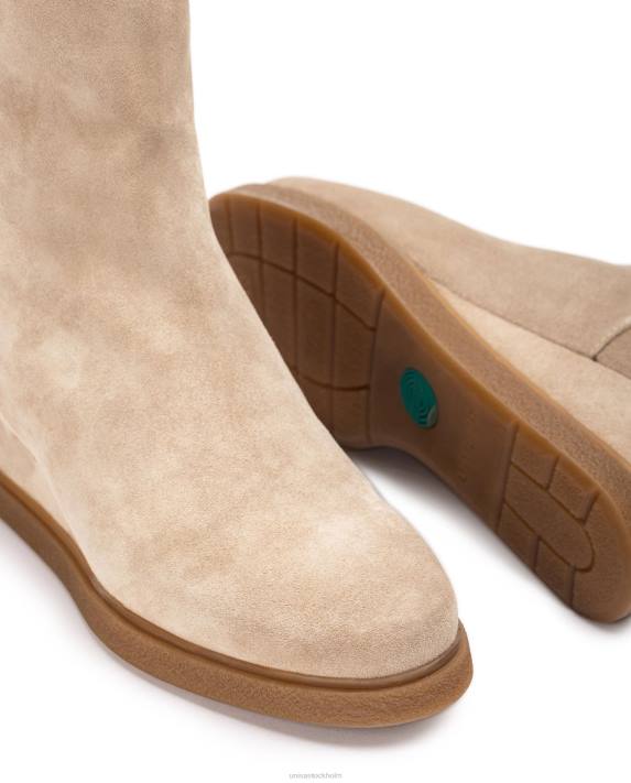 Unisa barn beige stövel i mocka med dragkedja på insidan 06DT946