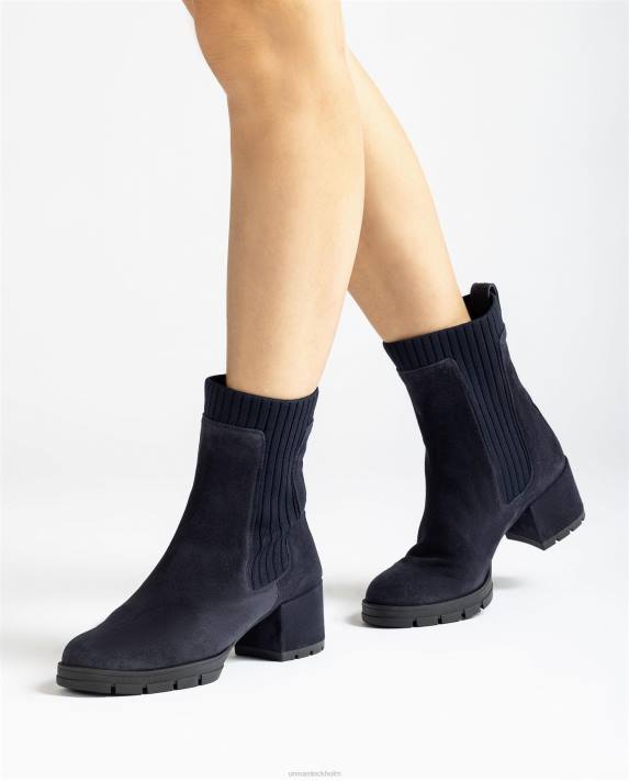 Unisa barn blå stövel i mocka med ribbad strumpa 06DT936