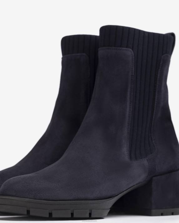 Unisa barn blå stövel i mocka med ribbad strumpa 06DT936