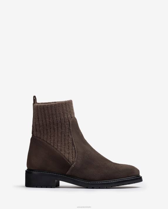 Unisa barn brun ankelboots i mocka med elastisk kvartsöverlinje 06DT892